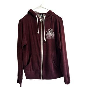Stone Brewing Maroon Red Full Zip Hooded Jacket Size S Sweater San Diego